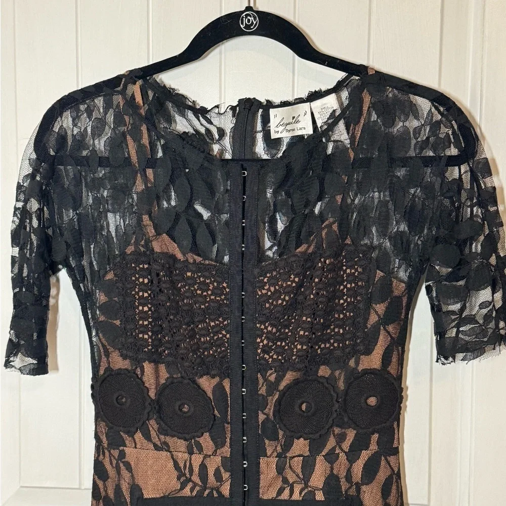 Byron Lars Black Lace Midi Dress